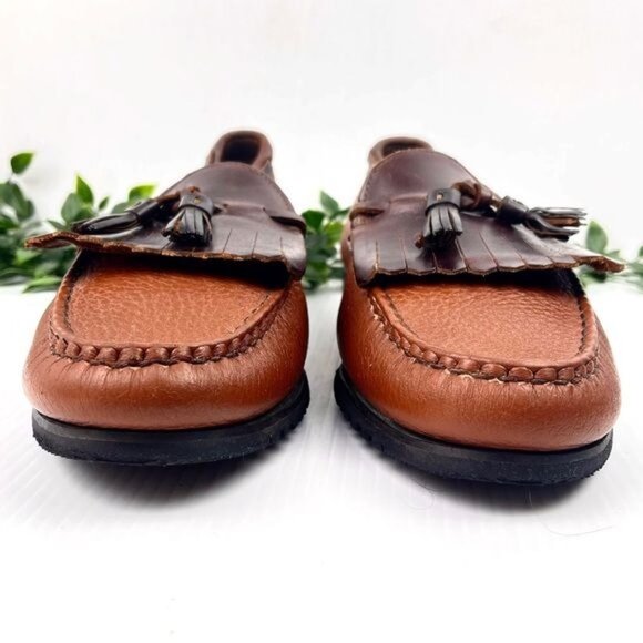 Allen Edmonds Two Tone Nashua Light & Dark Brown Leather Tassel Loafers 11.5 - Picture 4 of 9